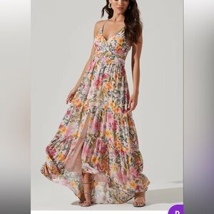 ASTR Frolic Floral Cutout Maxi Dress